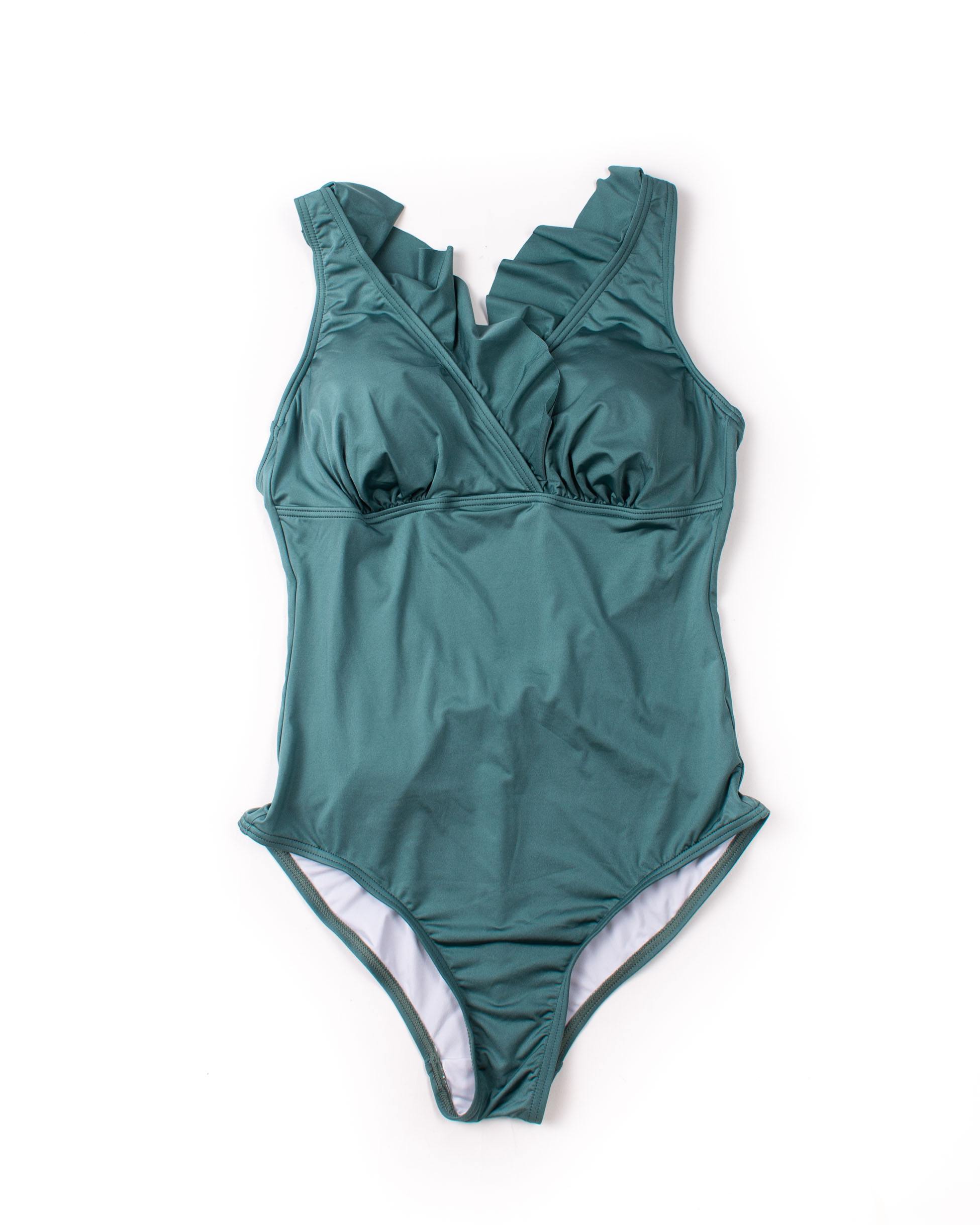 Купальник цільний з рюшем Atlantic 61083 оливковий 1022-1